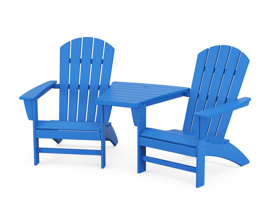 POLYWOOD Nautical 3-Piece Adirondack Set with Angled Connecting Table in Pacific Blue image