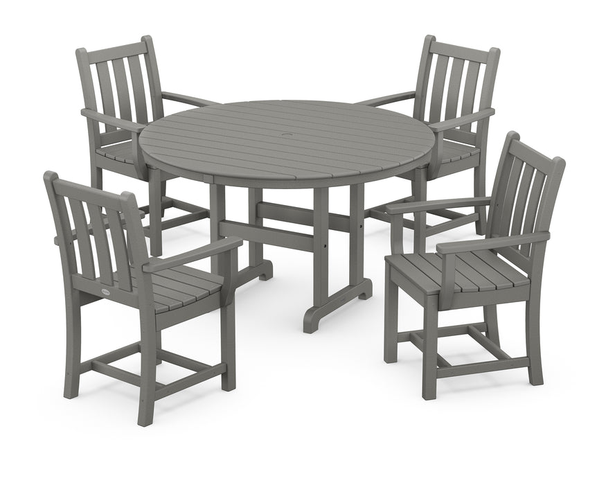 POLYWOOD Traditional Garden 5-Piece Round Farmhouse Dining Set in Slate Grey image