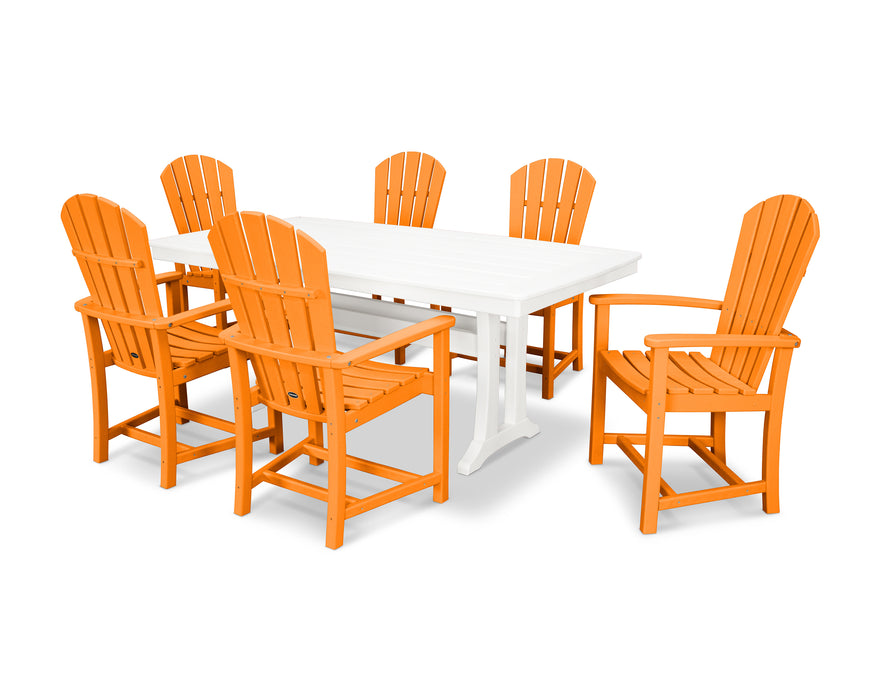 POLYWOOD 7 Piece  Palm Coast Dining Set in Tangerine / White image