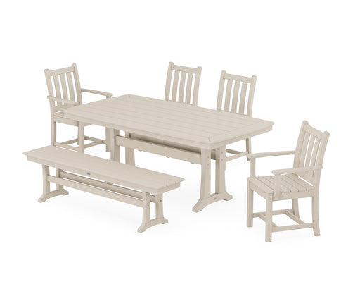 POLYWOOD Traditional Garden 6-Piece Dining Set with Trestle Legs in Sand image