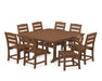 POLYWOOD Lakeside 9-Piece Nautical Trestle Dining Set in Teak image