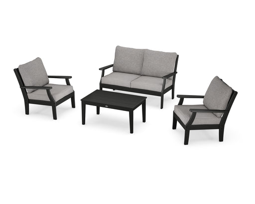 POLYWOOD Braxton 4-Piece Deep Seating Chair Set in Black / Grey Mist image