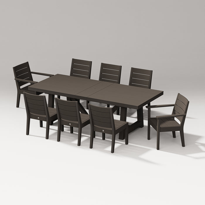 PW Designer Series Latitude 9-Piece A-Frame Table Dining Set in Vintage Coffee