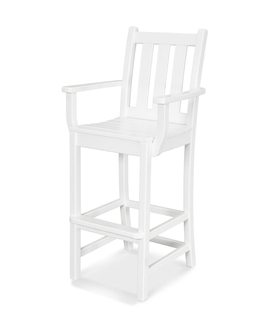 POLYWOOD Traditional Garden Bar Arm Chair in White image