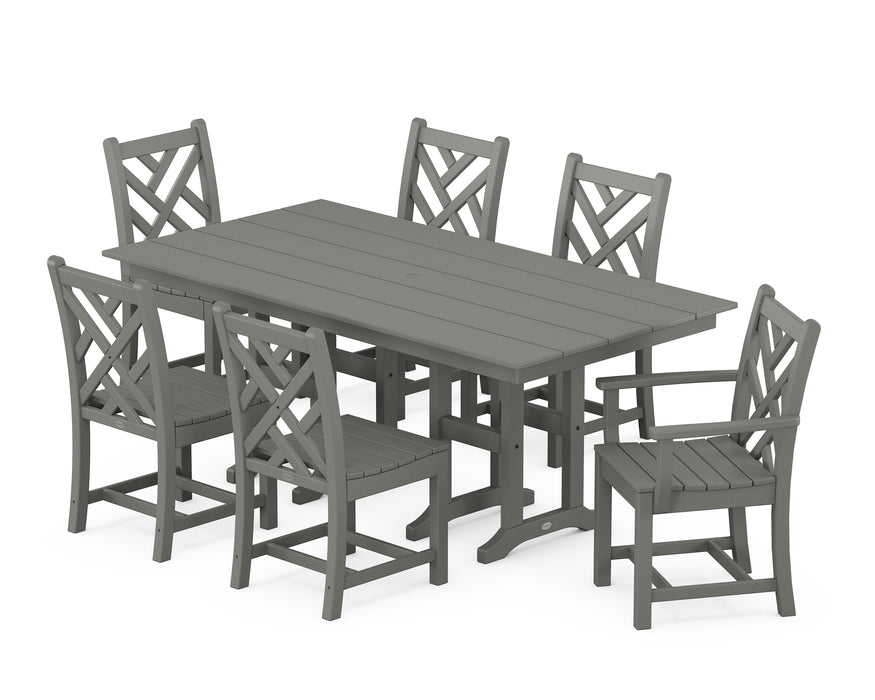 POLYWOOD Chippendale 7-Piece Farmhouse Dining Set in Slate Grey image