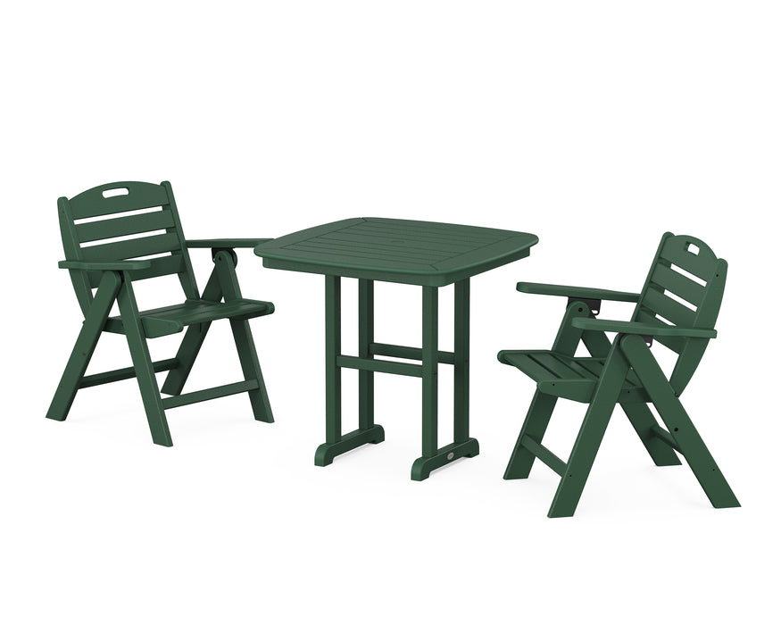 POLYWOOD Nautical Lowback Chair 3-Piece Dining Set in Green