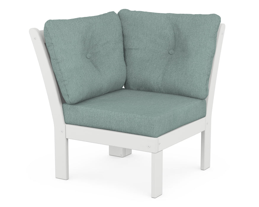 POLYWOOD Vineyard Modular Corner Chair in White / Glacier Spa