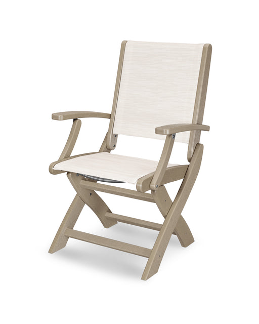 POLYWOOD Coastal Folding Chair in Vintage Sahara / Parchment Sling image