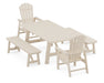 POLYWOOD South Beach 5-Piece Rustic Farmhouse Dining Set With Benches in Sand image