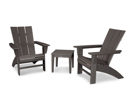 POLYWOOD Modern 3-Piece Curveback  Adirondack Set in Vintage Coffee image