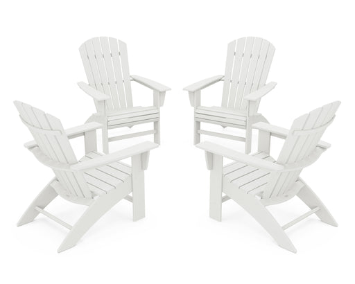 POLYWOOD 4-Piece Nautical Curveback Adirondack Chair Conversation Set in Vintage White image