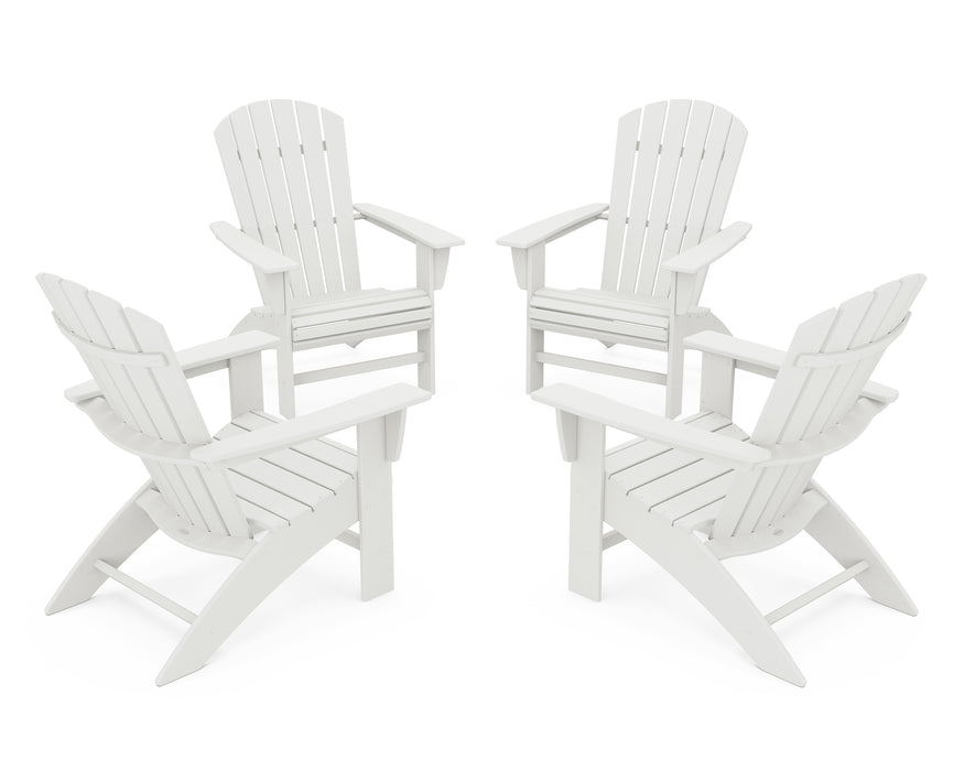 POLYWOOD 4-Piece Nautical Curveback Adirondack Chair Conversation Set in Vintage White image