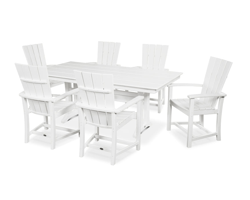 POLYWOOD Quattro 7-Piece Farmhouse Dining Set with Trestle Legs in White image