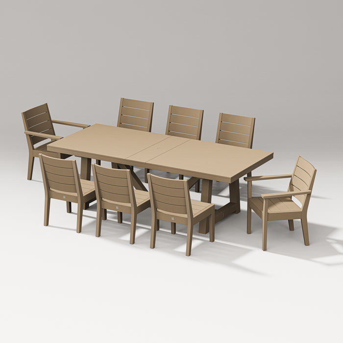 PW Designer Series Latitude 9-Piece A-Frame Table Dining Set in Vintage Sahara