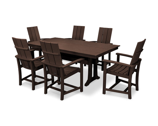 POLYWOOD Modern Adirondack 7-Piece Farmhouse Dining Set with Trestle Legs in Mahogany image