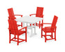POLYWOOD Modern Adirondack 5-Piece Farmhouse Dining Set in Sunset Red image