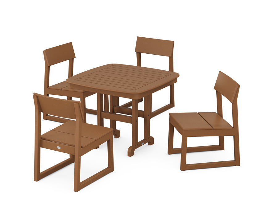 POLYWOOD EDGE Side Chair 5-Piece Dining Set in Teak image