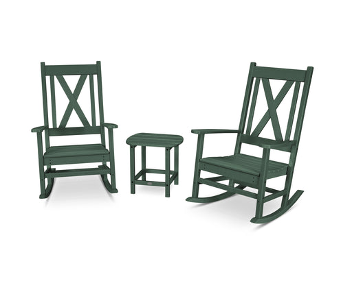 POLYWOOD Braxton 3-Piece Porch Rocking Chair Set in Green image