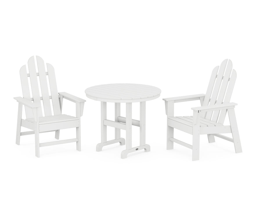 POLYWOOD Long Island 3-Piece Round Dining Set in White