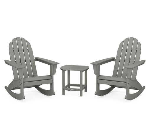 POLYWOOD Vineyard 3-Piece Adirondack Rocking Chair Set with South Beach 18" Side Table in Slate Grey image