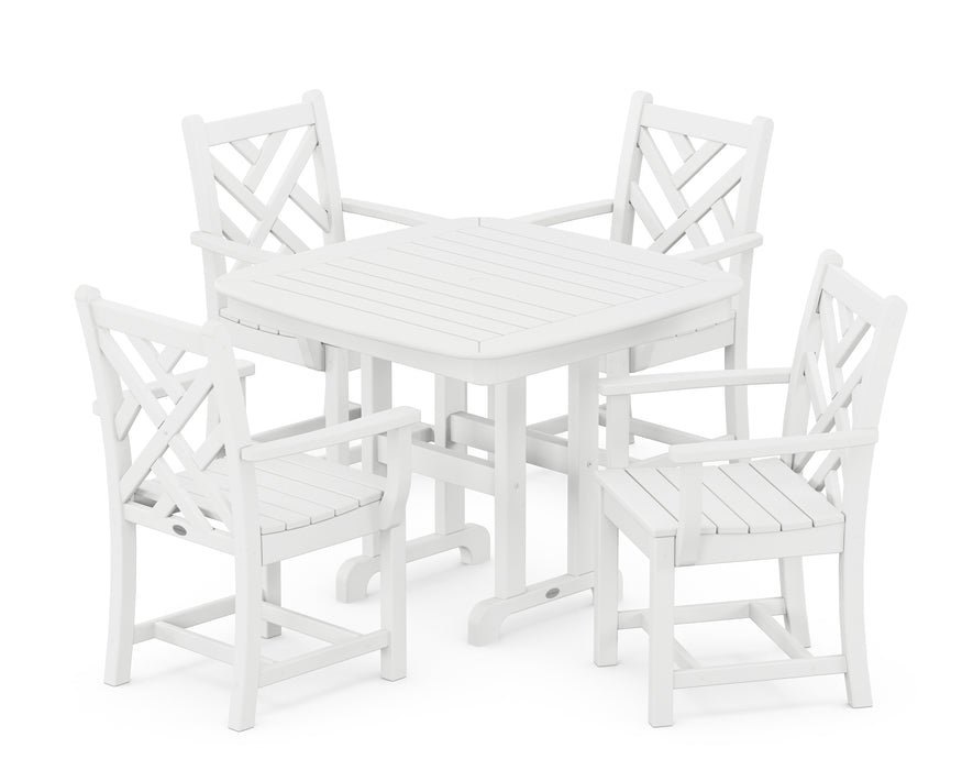 POLYWOOD Chippendale 5-Piece Dining Set in White image