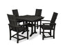 POLYWOOD Modern Adirondack 5-Piece Farmhouse Trestle Dining Set in Black image