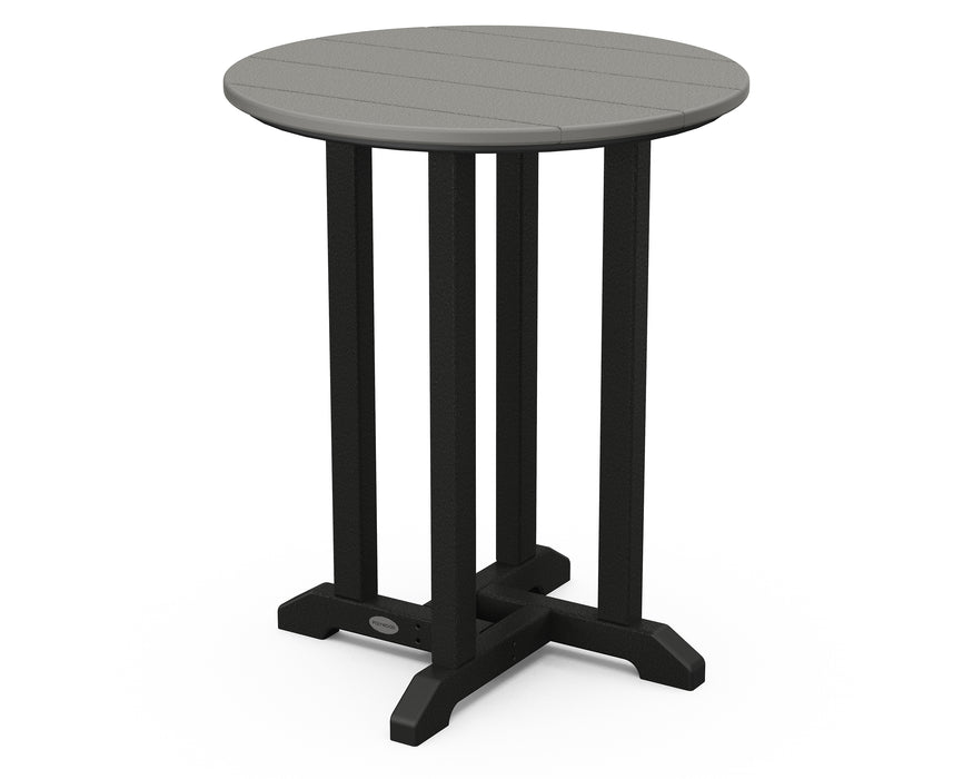 POLYWOOD Contempo 24" Round Dining Table in Black / Slate Grey