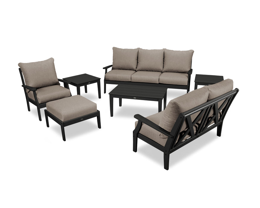 POLYWOOD Braxton 7-Piece Deep Seating Set in Black / Sancy Shale