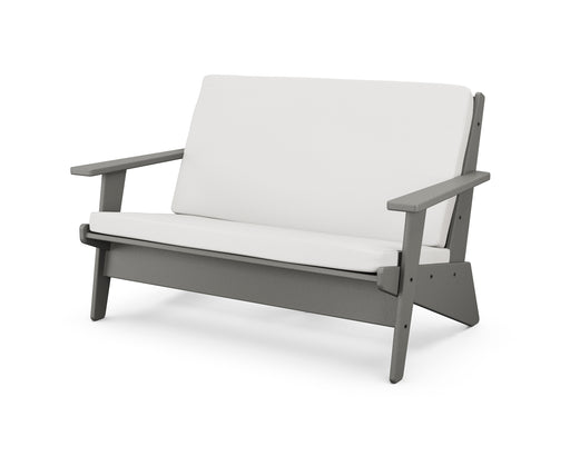 POLYWOOD Riviera Modern Lounge Loveseat in Slate Grey / Natural Linen image
