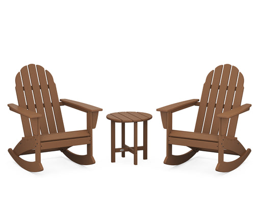 POLYWOOD Vineyard 3-Piece Adirondack Rocking Chair Set in Teak image