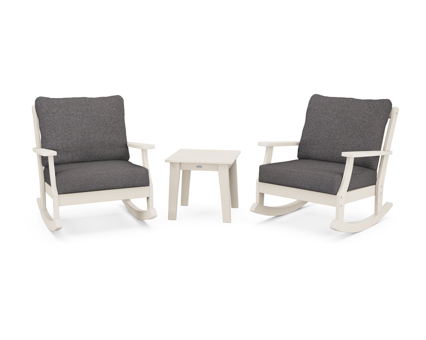 POLYWOOD Braxton 3-Piece Deep Seating Rocker Set in Sand / Ash Charcoal