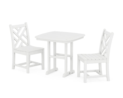 POLYWOOD Chippendale Side Chair 3-Piece Dining Set in White image