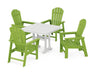 POLYWOOD South Beach 5-Piece Farmhouse Dining Set With Trestle Legs in Lime / White image