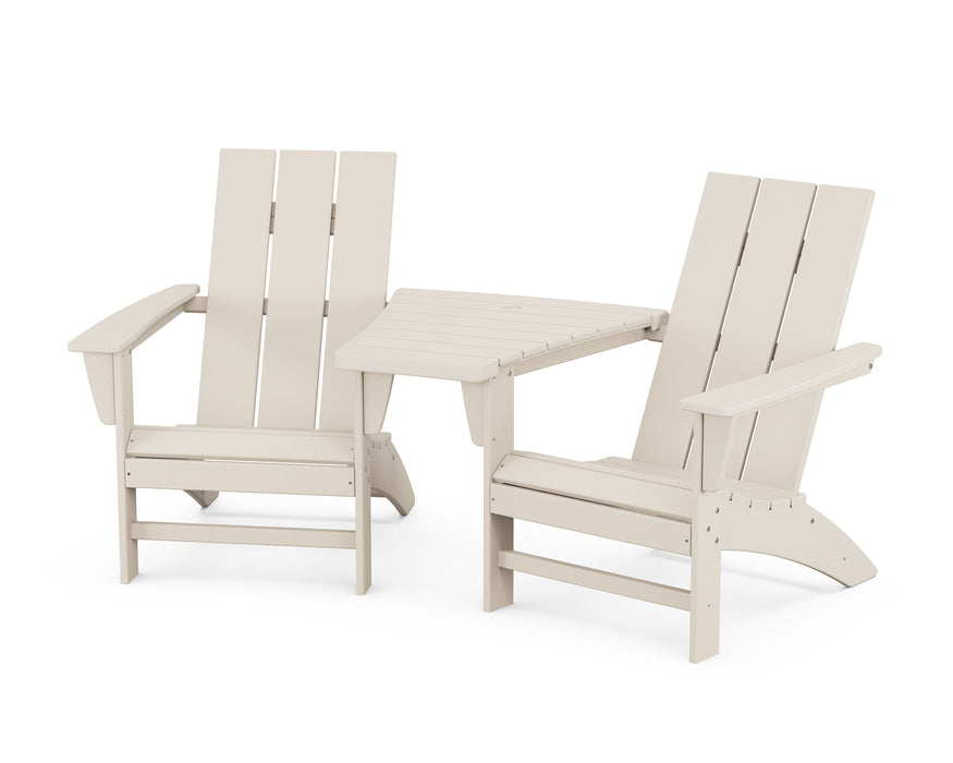 POLYWOOD Modern 3-Piece Adirondack Set with Angled Connecting Table in Sand image