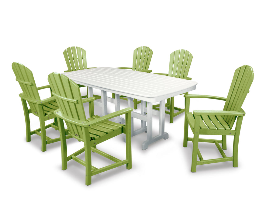 POLYWOOD Palm Coast 7-Piece Dining Set in Lime / White