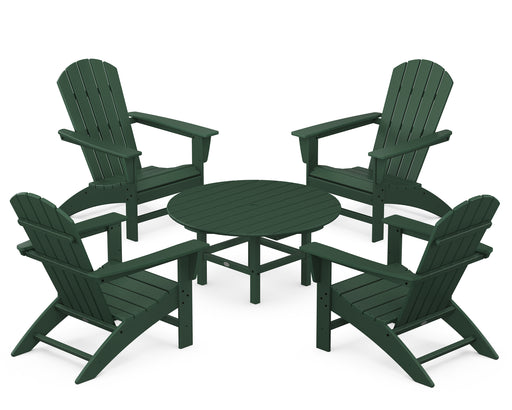 POLYWOOD Nautical 5-Piece Adirondack Chair Conversation Set in Green image