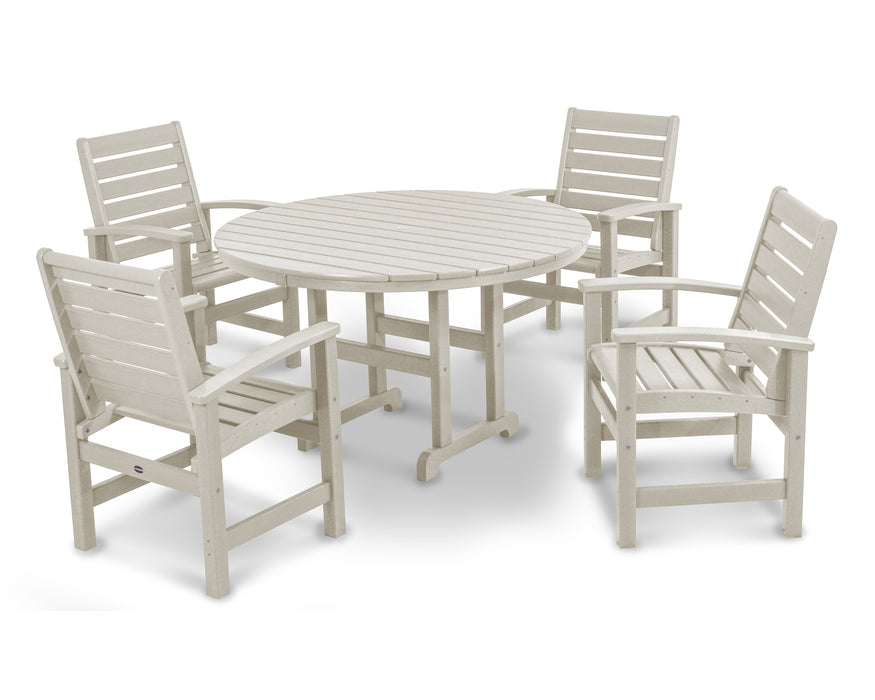 POLYWOOD Signature 5-Piece Round Farmhouse Dining Set in Sand image