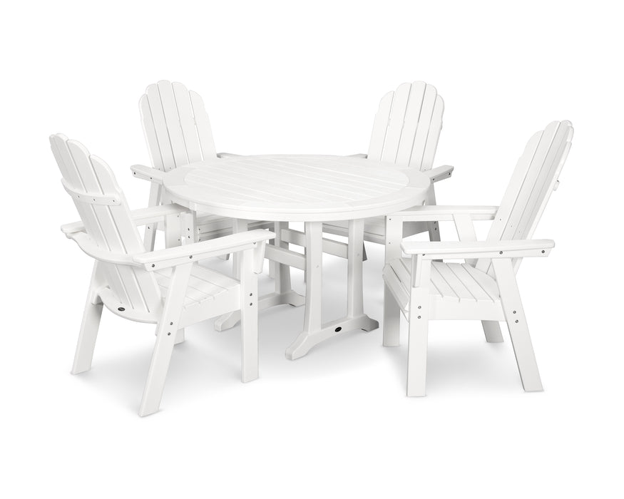 POLYWOOD Vineyard Curveback Adirondack 5-Piece Nautical Trestle Dining Set in Vintage White