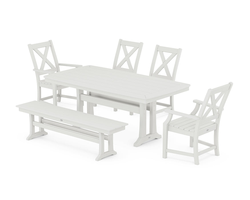 POLYWOOD Braxton 6-Piece Dining Set with Trestle Legs in Vintage White