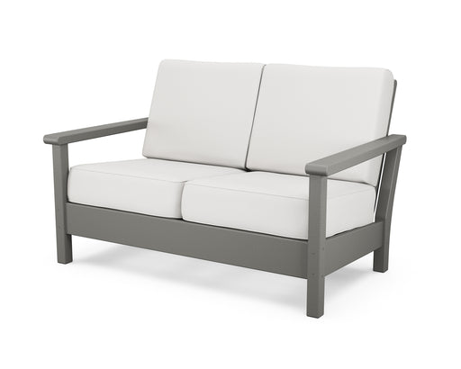POLYWOOD Harbour Deep Seating Loveseat in Slate Grey / Natural Linen image