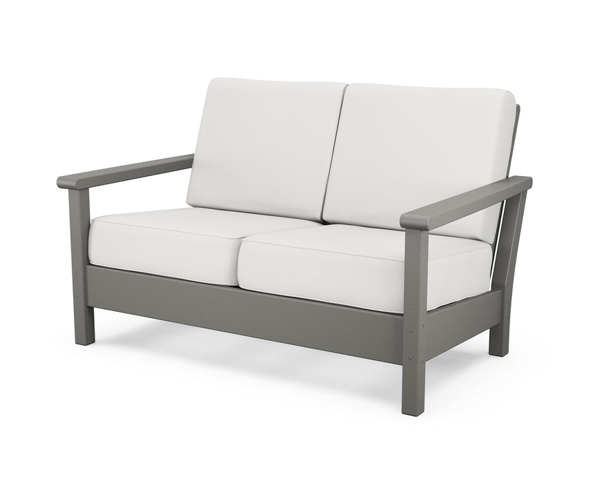 POLYWOOD Harbour Deep Seating Loveseat in Slate Grey / Natural Linen