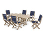 POLYWOOD Coastal 7-Piece Dining Set in Sand / Navy Blue Sling image