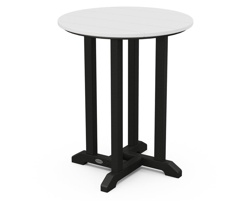 POLYWOOD Contempo 24" Round Dining Table in Black / White