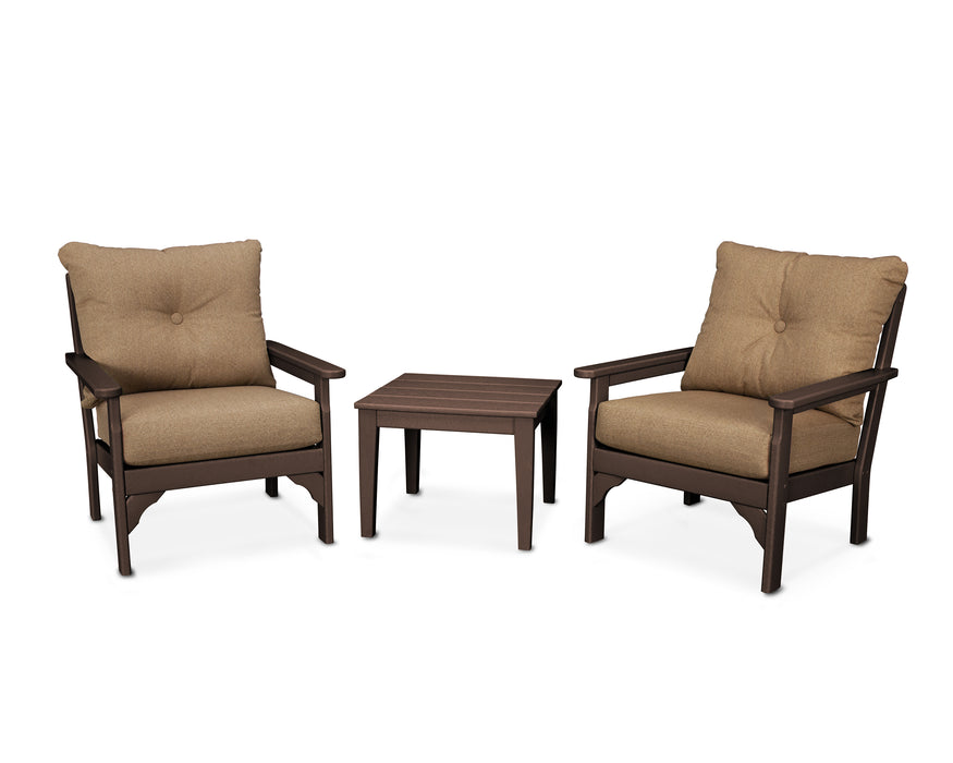 POLYWOOD Vineyard 3-Piece Deep Seating Set in Mahogany / Sesame