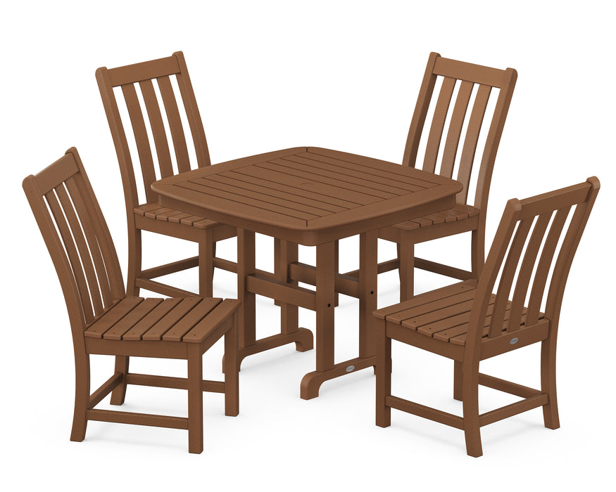 POLYWOOD Vineyard 5-Piece Side Chair Dining Set in Teak