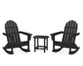 POLYWOOD Vineyard 3-Piece Adirondack Rocking Chair Set with South Beach 18" Side Table in Black image