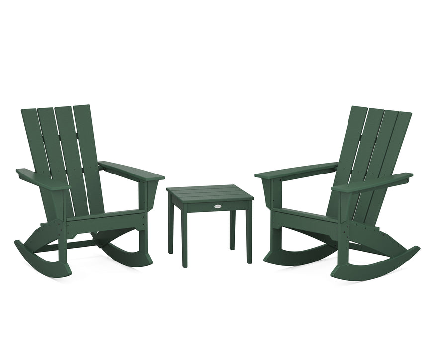 POLYWOOD Quattro 3-Piece Rocker Set in Green