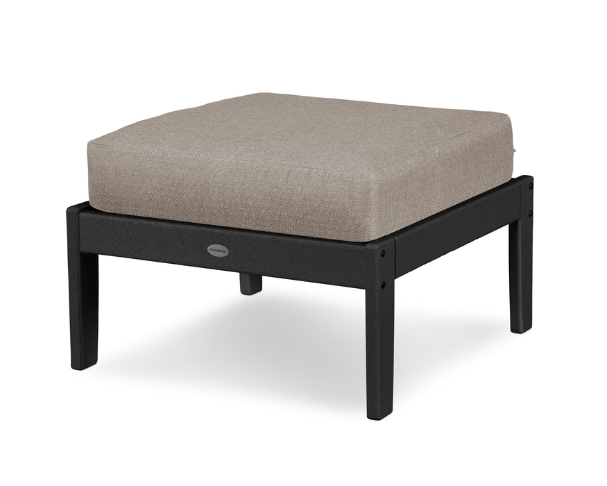 POLYWOOD Braxton Deep Seating Ottoman in Black / Sancy Shale