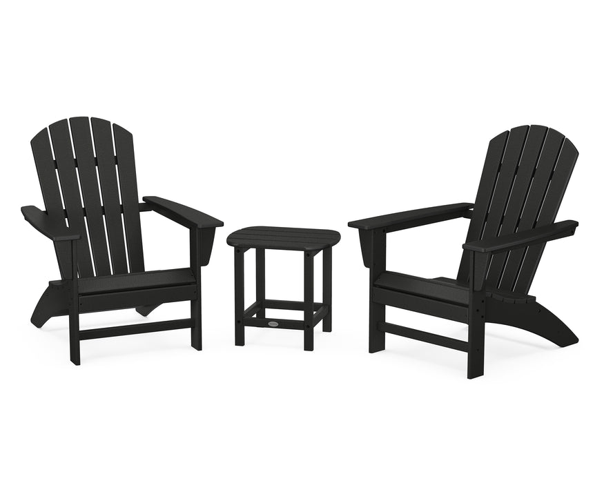 POLYWOOD Nautical 3-Piece Adirondack Set with South Beach 18" Side Table in Black image