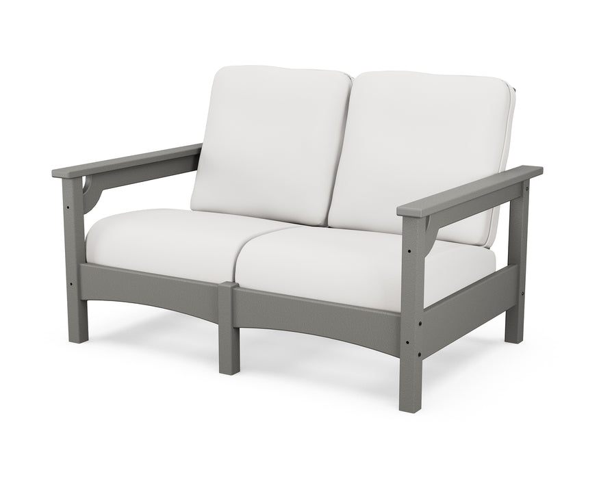 POLYWOOD Club Loveseat in Slate Grey / Natural Linen